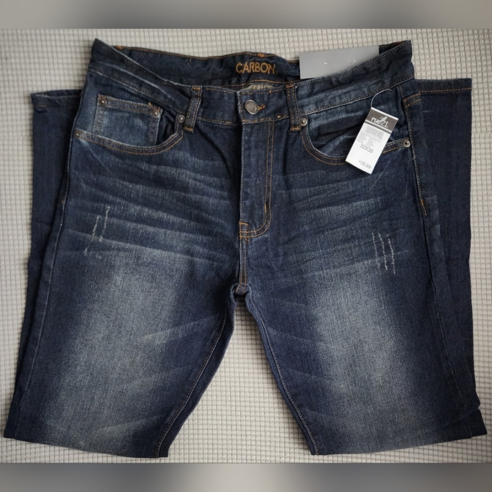 NEW - 32/30 Carbon Freedom Flex Slim Straight Blue Denim Men's Jeans